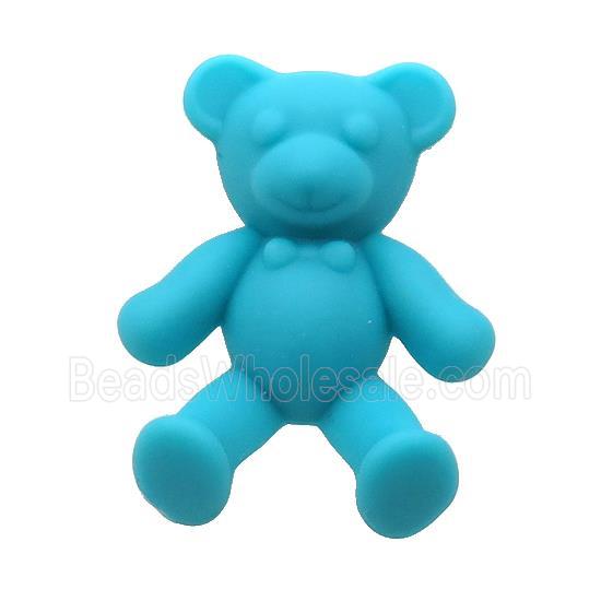 Teal Resin Bear Pendant Matte