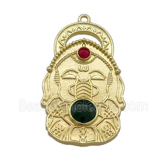 Copper Buddha Pendant Chinese God Of Wealth Gold Plated