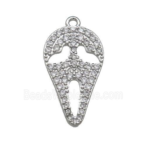 Copper Pendant Pave Zircon Ghost Halloween Charms Platinum Plated