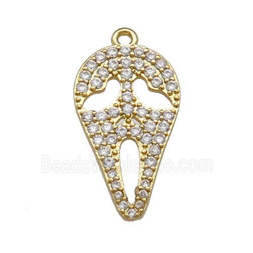 Copper Pendant Pave Zircon Ghost Halloween Charms Gold Plated