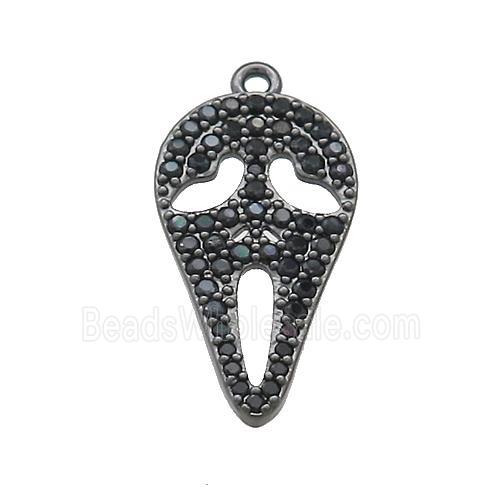 Copper Pendant Pave Zircon Ghost Halloween Charms Black Plated
