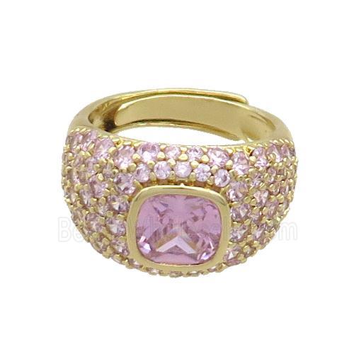 Copper Rings Pave Pink Zircon Adjustable Gold Plated