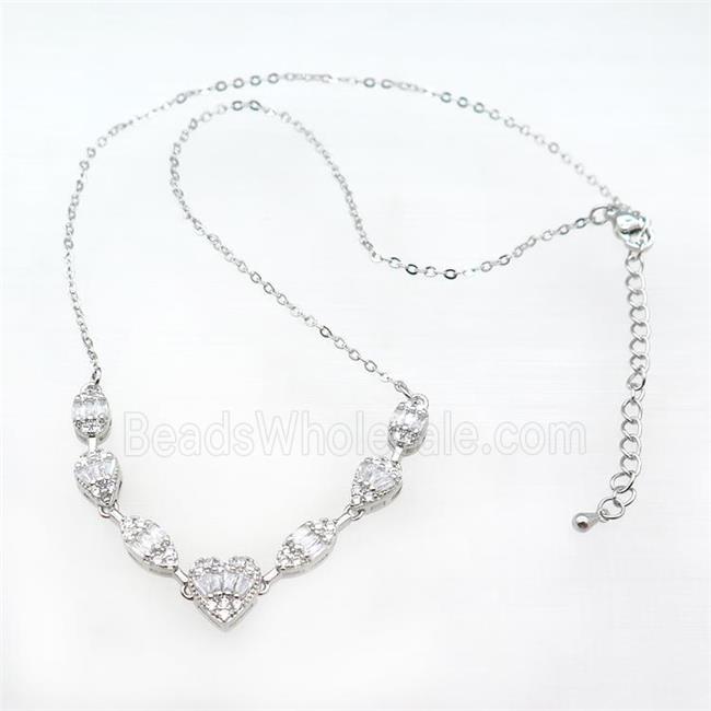 Copper Necklaces Pave Zircon Platinum Plated