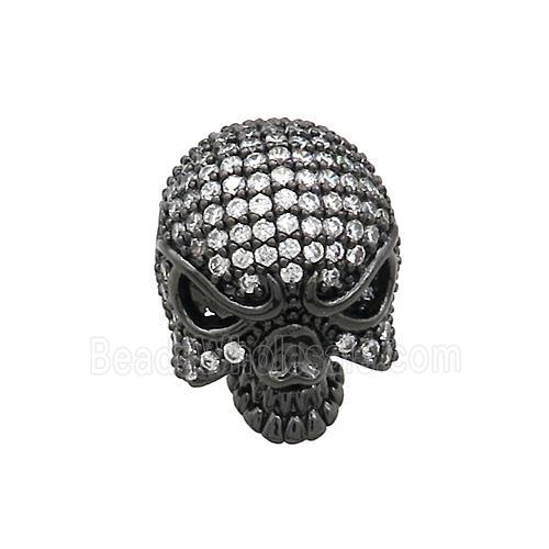Copper Skull Beads Pave Zircon Black Plated