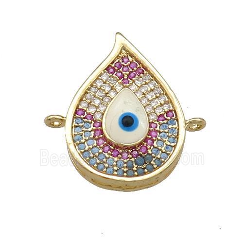Copper Flame Connector Pave Zircon Multicolor Evil Eye Gold Plated