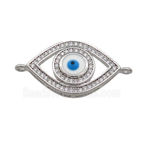 Copper Evil Eye Connector Pave Zircon Platinum Plated