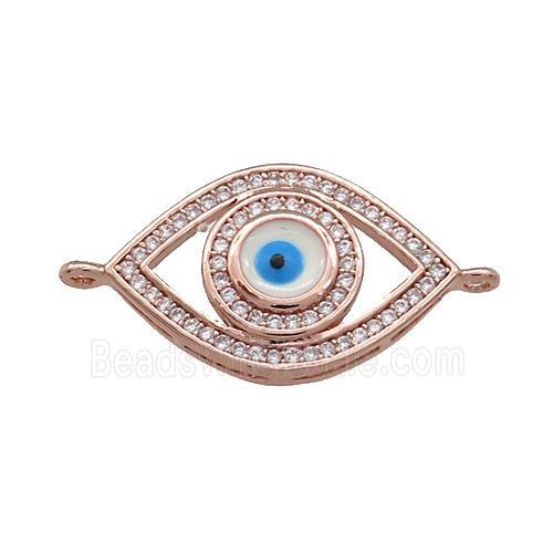 Copper Evil Eye Connector Pave Zircon Rose Gold