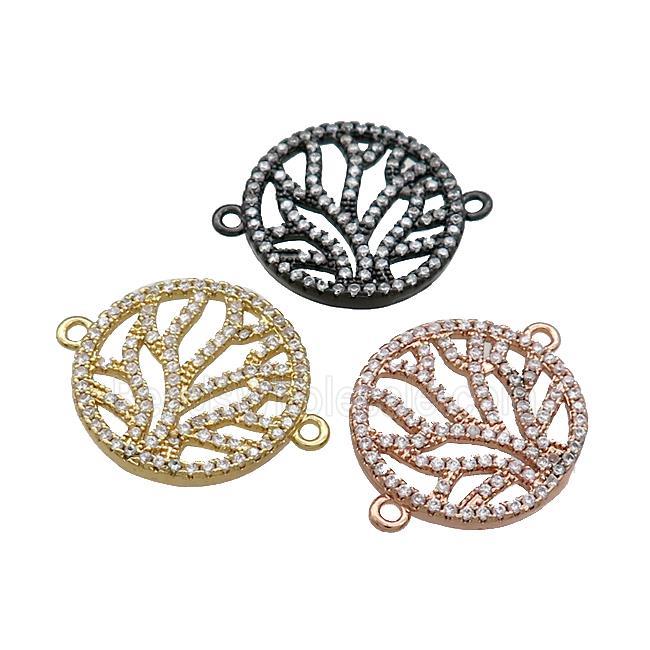Copper Circle Connector Pave Zircon Tree Mixed