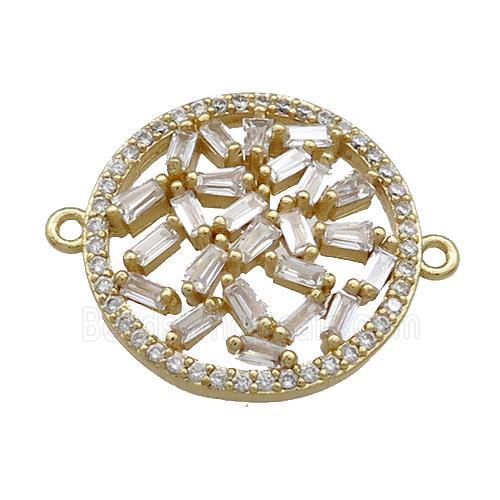 Copper Circle Connector Pave Zircon Gold Plated