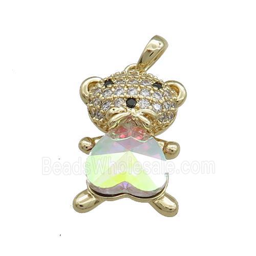 Copper Mouse Pendant Pave Zircon Crystal Glass Gold Plated