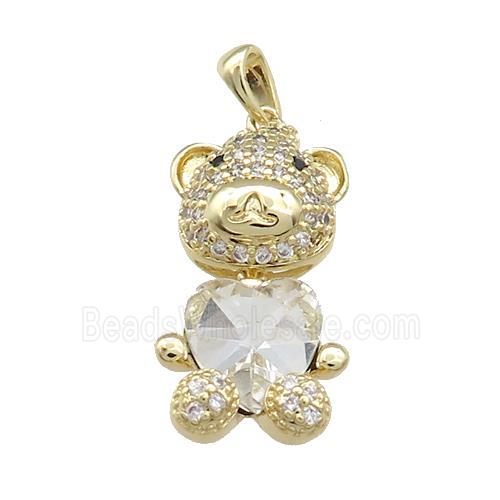 Copper Mouse Pendant Pave Zircon Crystal Glass Gold Plated