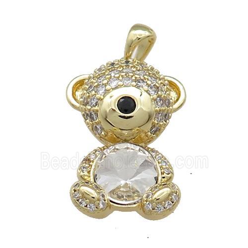 Copper Mouse Pendant Pave Zircon Crystal Glass Gold Plated