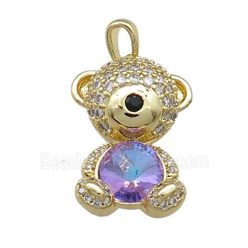 Copper Mouse Pendant Pave Zircon Crystal Glass Gold Plated