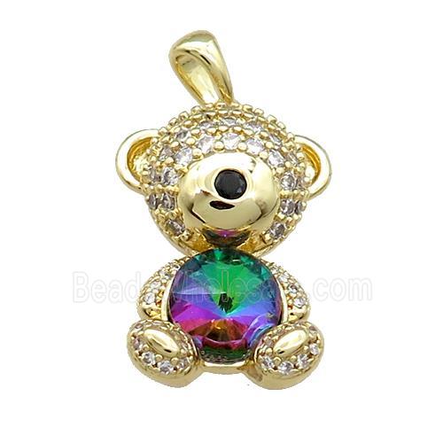 Copper Mouse Pendant Pave Zircon Crystal Glass Gold Plated