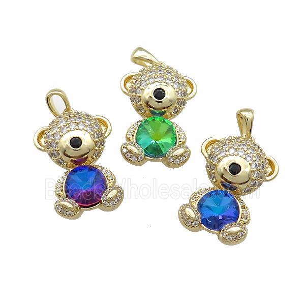 Copper Mouse Pendant Pave Zircon Crystal Glass Gold Plated Mixed