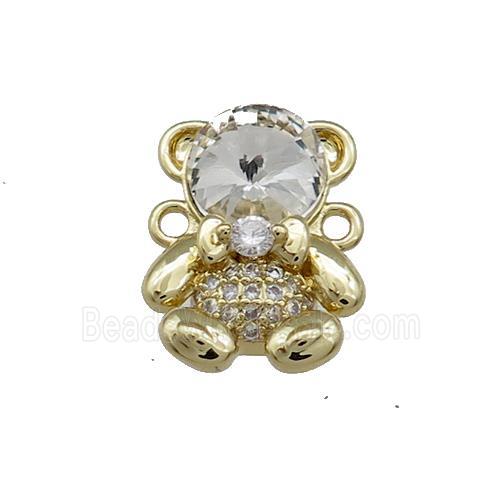 Copper Bear Connector Pave Zircon Crystal Glass Gold Plated