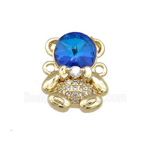 Copper Bear Connector Pave Zircon Crystal Glass Gold Plated