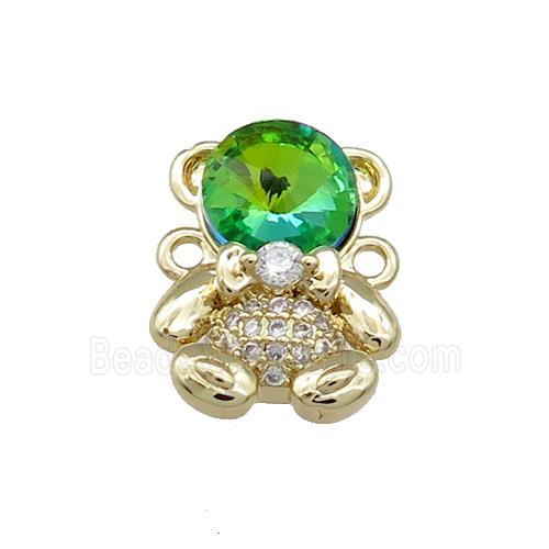 Copper Bear Connector Pave Zircon Crystal Glass Gold Plated