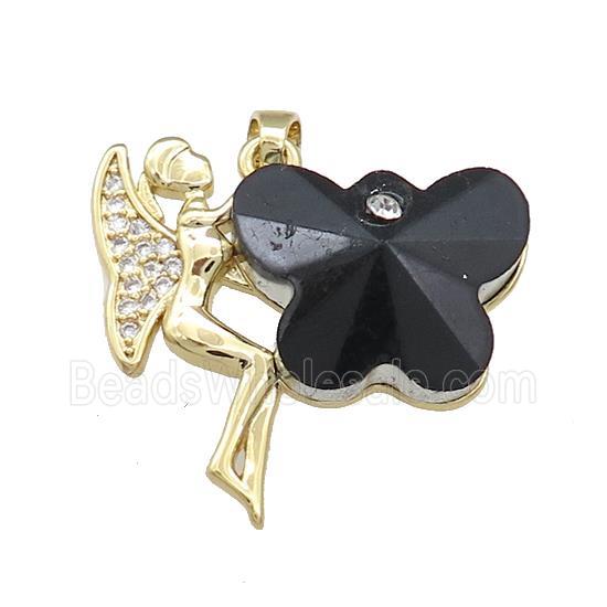 Copper Fairy Pendant Pave Crystal Glass Zircon Gold Plated
