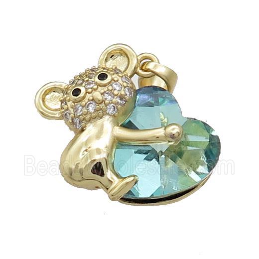 Copper Mouse Pendant Pave Crystal Glass Zircon Gold Plated