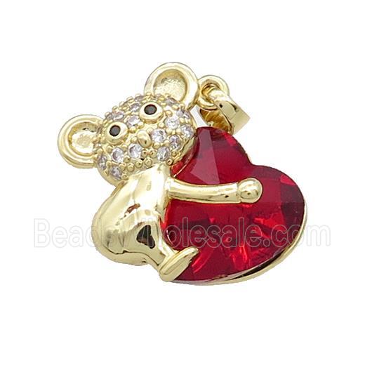Copper Mouse Pendant Pave Crystal Glass Zircon Gold Plated