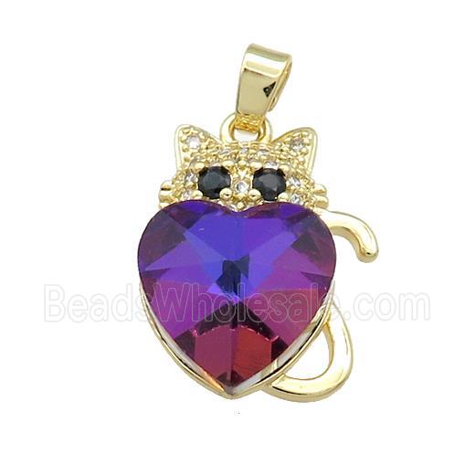 Copper Mouse Pendant Pave Crystal Glass Zircon Gold Plated