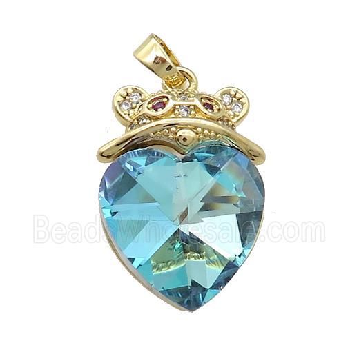 Copper Mouse Pendant Pave Crystal Glass Zircon Gold Plated