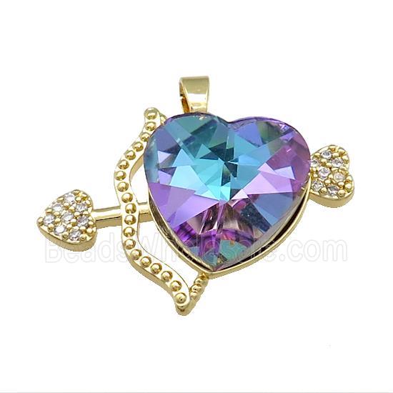 Copper CupidArrow Pendant Pave Crystal Glass Zircon Gold Plated