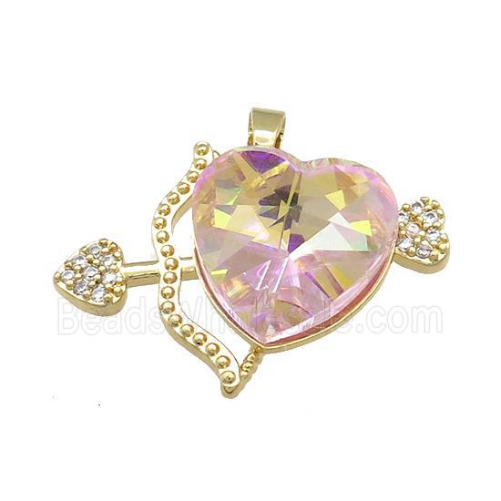 Copper CupidArrow Pendant Pave Crystal Glass Zircon Gold Plated