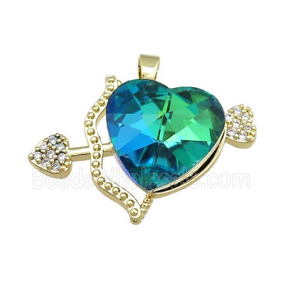 Copper CupidArrow Pendant Pave Crystal Glass Zircon Gold Plated