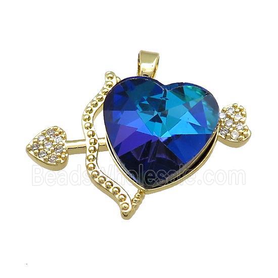 Copper CupidArrow Pendant Pave Crystal Glass Zircon Gold Plated