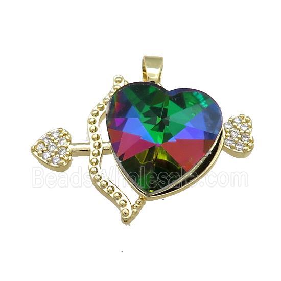 Copper CupidArrow Pendant Pave Crystal Glass Zircon Gold Plated