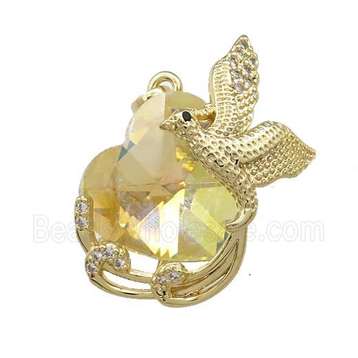 Copper Phenix Pendant Pave Crystal Glass Zircon Gold Plated