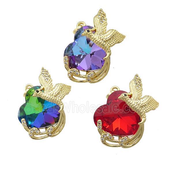 Copper Phenix Pendant Pave Crystal Glass Zircon Gold Plated Mixed