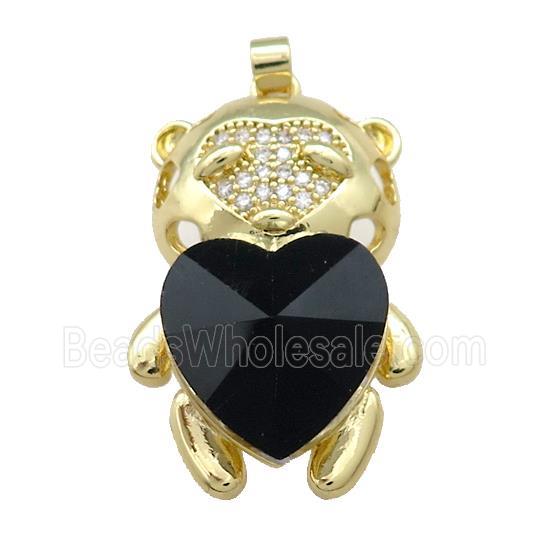 Copper Mouse Pendant Pave Crystal Glass Zircon Gold Plated