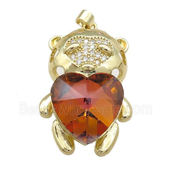 Copper Mouse Pendant Pave Crystal Glass Zircon Gold Plated