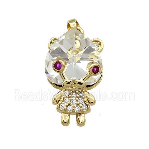 Copper Kids Pendant Pave Crystal Glass Zircon Gold Plated