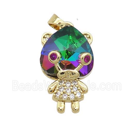 Copper Kids Pendant Pave Crystal Glass Zircon Gold Plated