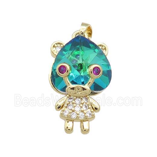 Copper Kids Pendant Pave Crystal Glass Zircon Gold Plated