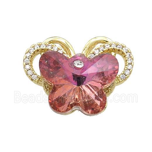 copperCopper Butterfly Pendant Pave Crystal Glass Zircon 2loops Gold Plated