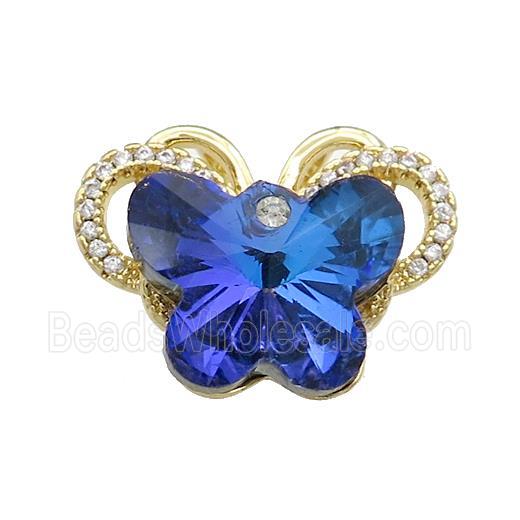 Copper Butterfly Pendant Pave Crystal Glass Zircon 2loops Gold Plated
