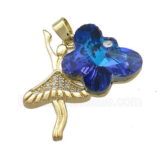 Copper Beauty Pendant Pave Crystal Glass Zircon Gold Plated