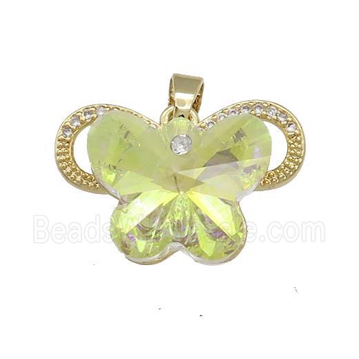 Copper Butterfly Pendant Pave Crystal Glass Zircon Gold Plated
