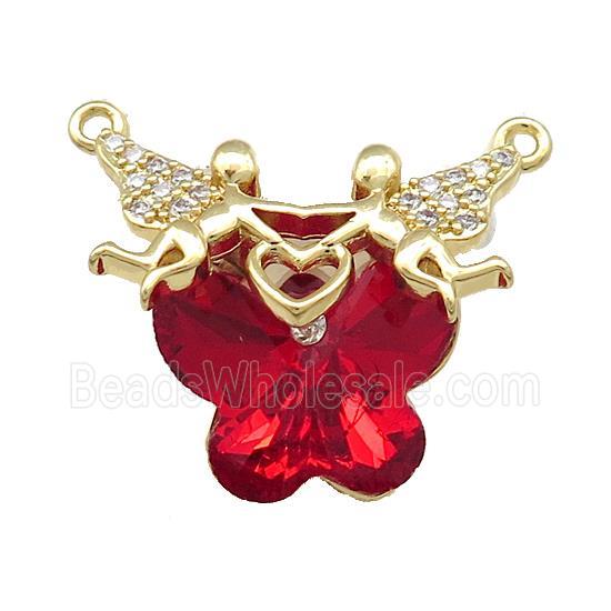Copper Fairy Pendant Pave Crystal Glass Zircon 2loops Gold Plated