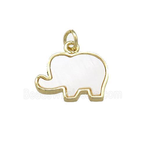 Copper Elephant Pave White Shell Gold Plated