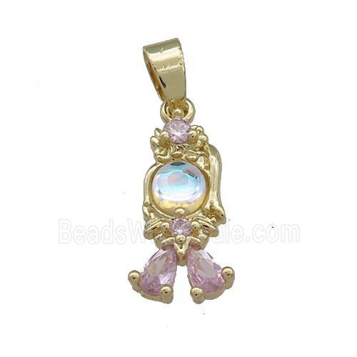 Copper Kids Pendant Pave Zircon Gold Plated