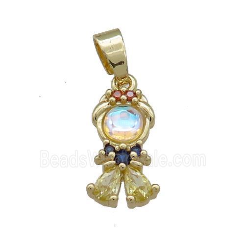 Copper Kids Pendant Pave Zircon Gold Plated