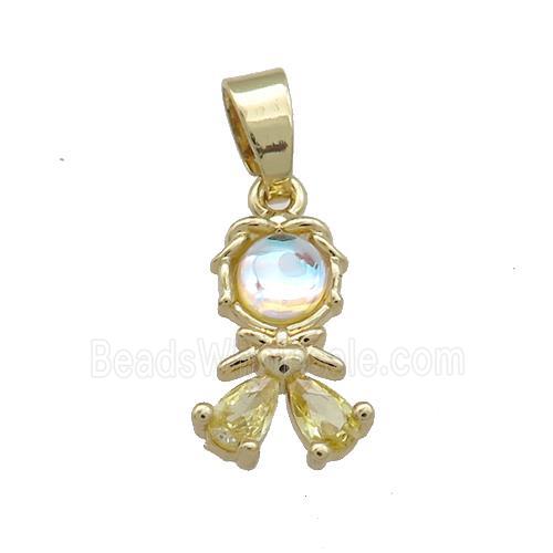 Copper Kids Pendant Pave Zircon Gold Plated