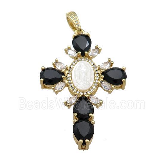 copper pendant pave zircon, gold plated