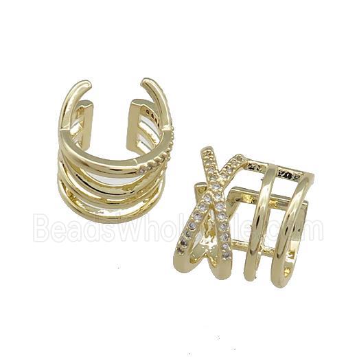 Copper Clip Earrings Pave Zircon Gold Plated